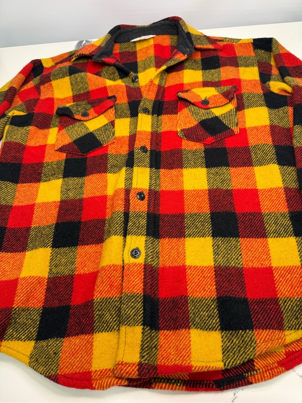 1970s VINTAGE Frostproof Plaid Flannel Shirt 70% Wool 30% Nylon Mens Size Large